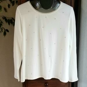 NWT Chico’s Zenergy Long Sleeve All-Over Jeweled Tee Top